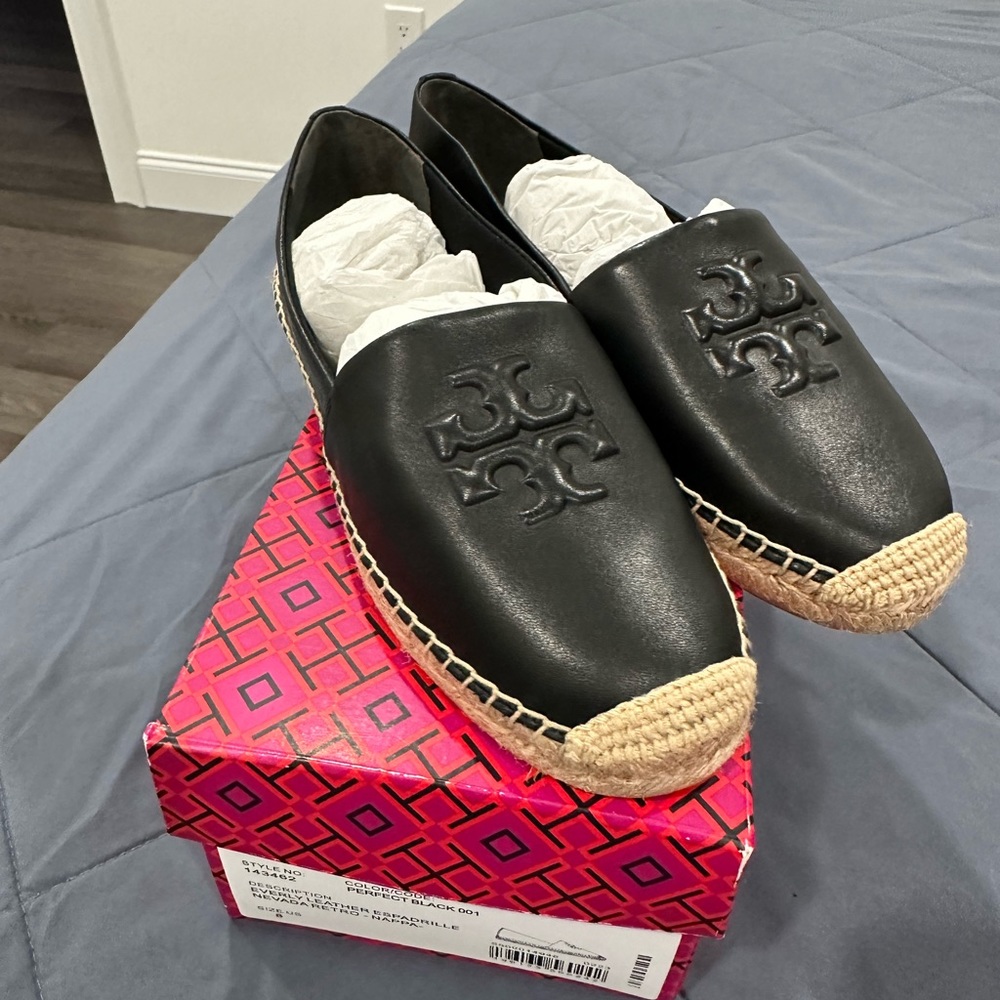 Tory burch espadrilles new leather soft size 8